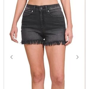 Women's Black Frayed Denim Shorts
